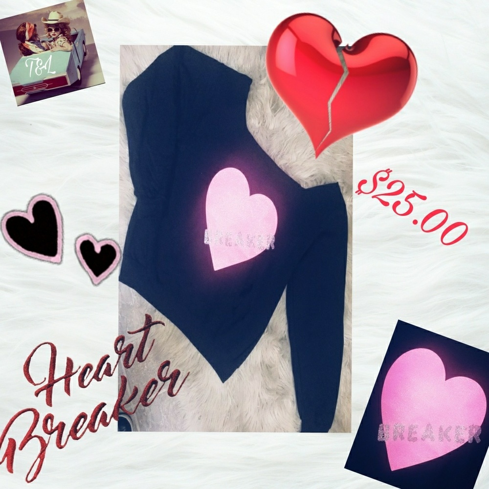 Valentine Heart Breaker Top Shirt Off Shoulder Med
